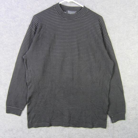 Bernini Beverly Hills Sweater Mens Medium Black Gray Textured Knit Made in Italy - Picture 1 of 8